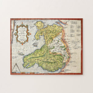 Puzzle Mapa del vintage de País de Gales y de Anglesey