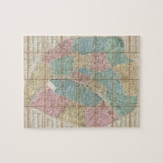 Puzzle Mapa del vintage de París Francia (1867) (Horizontal)