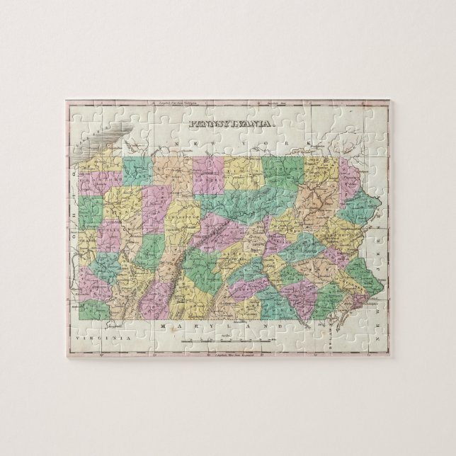 Puzzle Mapa del vintage de Pennsylvania (1827) (Horizontal)