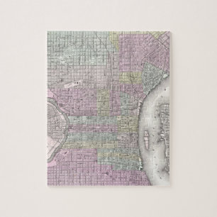 Puzzle Mapa del vintage de Philadelphia (1855)