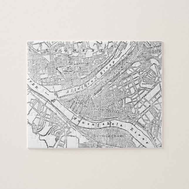 Puzzle Mapa del vintage de Pittsburgh (1885) (Horizontal)