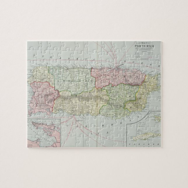 Puzzle Mapa del vintage de Puerto Rico (1901) (Horizontal)