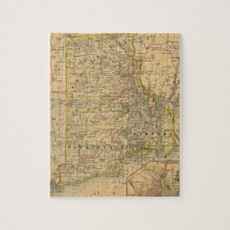 Puzzle Mapa del vintage de Rhode Island (1875)
