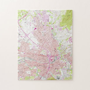 Puzzle Mapa del vintage de Roanoke Virginia (1963)