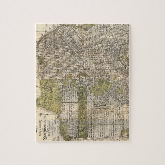 Puzzle Mapa del vintage de San Francisco (1932) (Vertical)