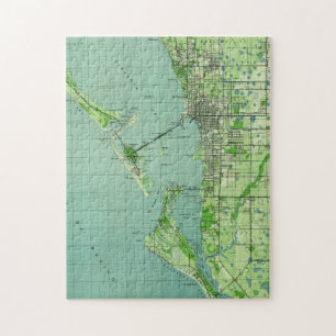 Puzzle Mapa del vintage de Sarasota la Florida (1944)