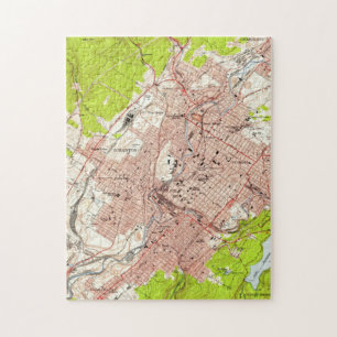 Puzzle Mapa del vintage de Scranton Pennsylvania (1947)