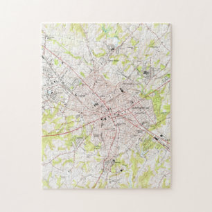 Puzzle Mapa del vintage de Spartanburg Carolina del Sur