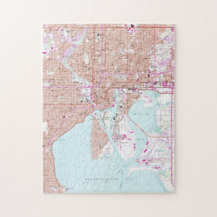 Puzzle Mapa del vintage de Tampa la Florida (1956)