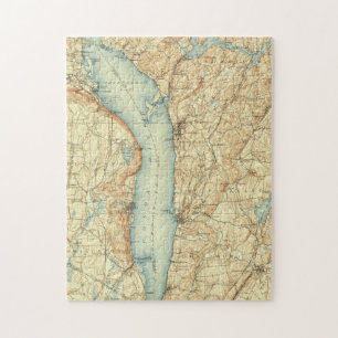 Puzzle Mapa del vintage de Tarrytown NY y del río Hudson