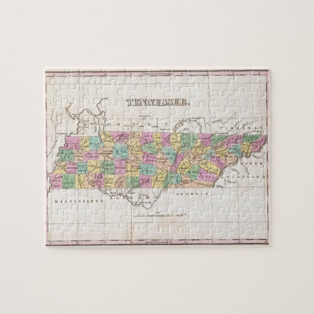 Puzzle Mapa del vintage de Tennessee (1827) (Horizontal)