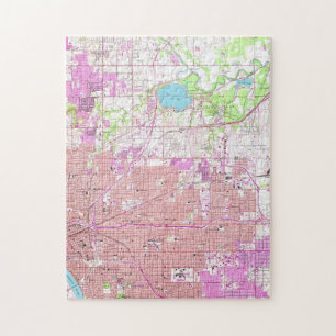Puzzle Mapa del vintage de Tulsa Oklahoma (1954)