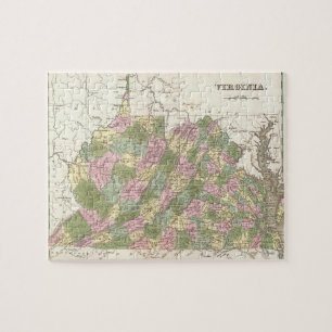 Puzzle Mapa del vintage de Virginia (1838)