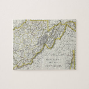 Puzzle Mapa del vintage de Virginia Occidental (1889)