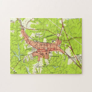 Puzzle Mapa del vintage de Williamsburg Virginia (1952)