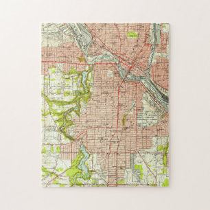 Puzzle Mapa del vintage de Youngstown Ohio (1951)