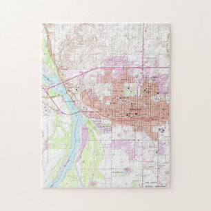 Puzzle Mapa del vintage del Bismark Dakota del Norte