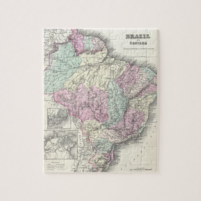 Puzzle Mapa del vintage del Brasil (1855) (Vertical)