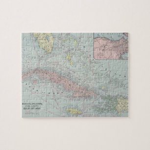 Puzzle Mapa del vintage del Caribbean (1901)