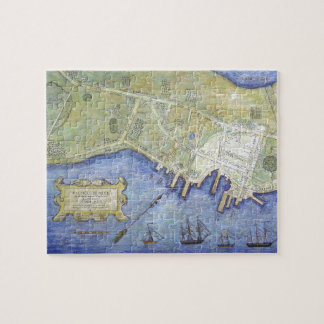 Puzzle Mapa del vintage del cuello Maine (1775) de