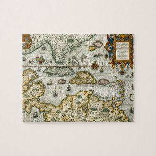 Puzzle Mapa del vintage del del Caribe (1594)
