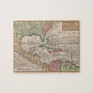 Puzzle Mapa del vintage del del Caribe (1732)