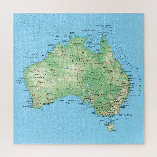 Puzzle Mapa detallado de Australia (Vertical)