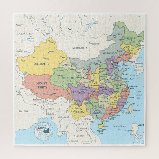 Puzzle Mapa detallado de China (Vertical)