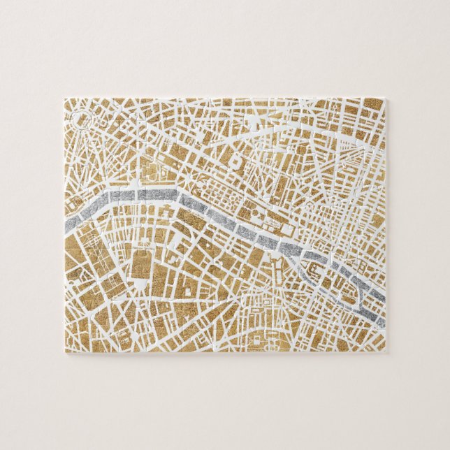 Puzzle Mapa dorado de la ciudad de París (Horizontal)