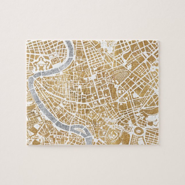 Puzzle Mapa dorado de la ciudad de Roma (Horizontal)