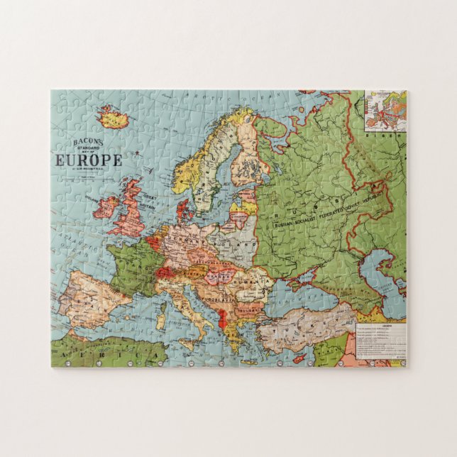 Puzzle Mapa estándar de la vieja Europa del siglo XX (Horizontal)