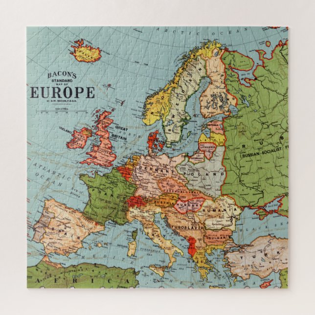 Puzzle Mapa estándar de la vieja Europa del siglo XX (Vertical)