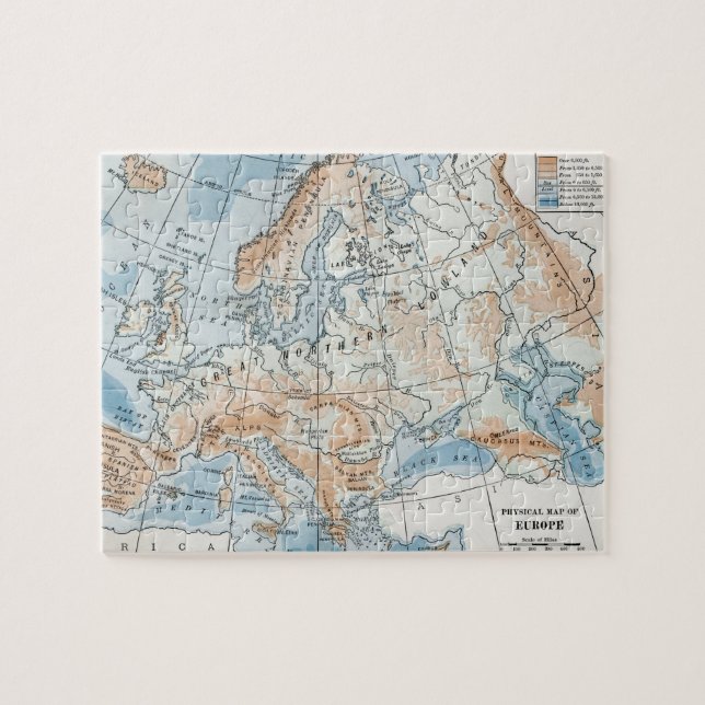 Puzzle Mapa físico de Europa (1916) (Horizontal)