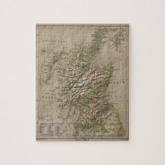 Puzzle Mapa físico del vintage de Escocia (1880)
