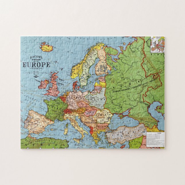 Puzzle Mapa general del siglo XX de la Vieja Europa (Horizontal)