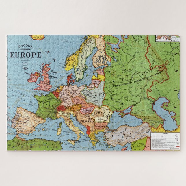 Puzzle Mapa general del siglo XX de la Vieja Europa (Horizontal)