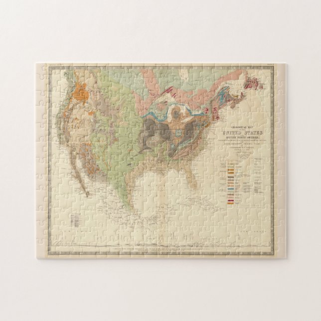 Puzzle Mapa geológico antiguo de los Estados Unidos (1856 (Horizontal)