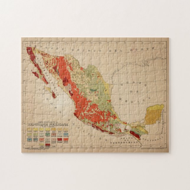 Puzzle Mapa geológico de época de México (1921) (Horizontal)