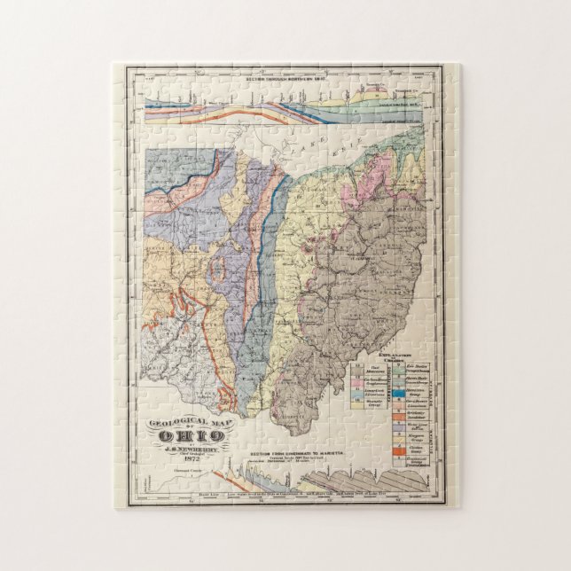 Puzzle Mapa geológico de época de Ohio (1872) (Vertical)