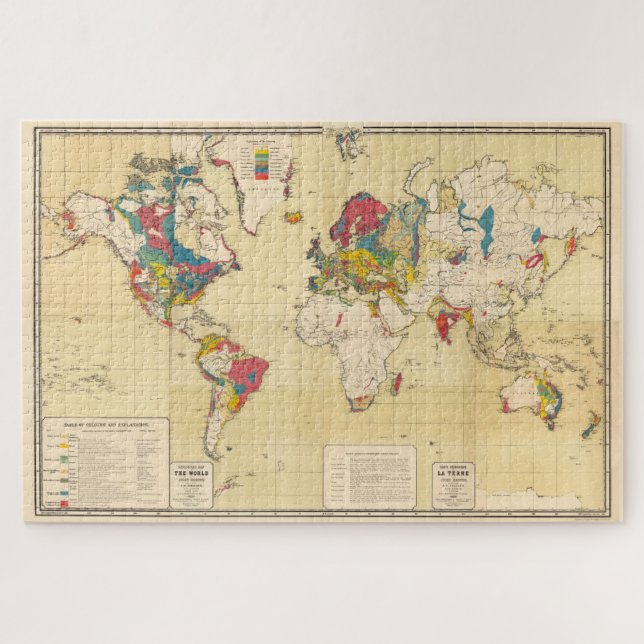 Puzzle Mapa geológico de época del mundo (1875) (Horizontal)
