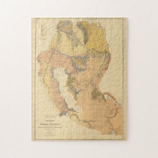 Puzzle Mapa geológico de Montana y Wyoming (1872)