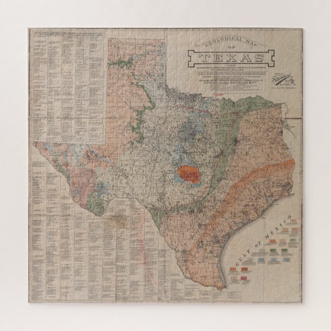 Puzzle Mapa Geológico de Texas (1920) (Vertical)
