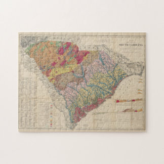 Puzzle Mapa geológico vintage de Carolina del Sur (1883)
