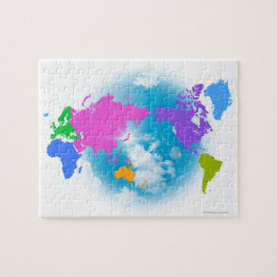Puzzle Mapa global colorido