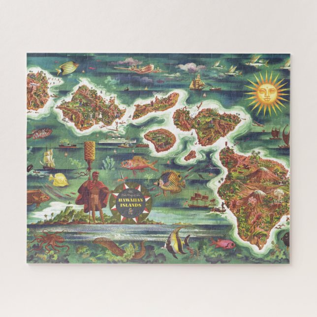 Puzzle Mapa histórico de antiguas islas de Hawái (Horizontal)