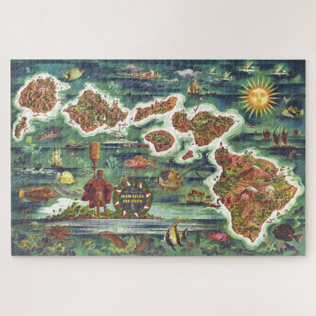 Puzzle Mapa histórico de antiguas islas de Hawái (Horizontal)