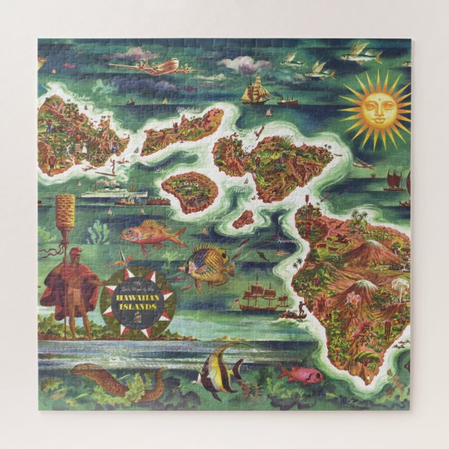Puzzle Mapa histórico de antiguas islas de Hawái (Horizontal)