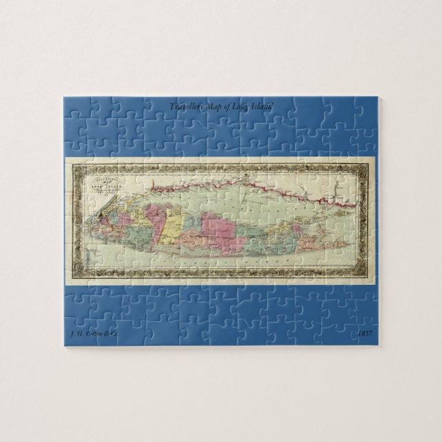 Puzzle Mapa histórico de los viajeros 1855-1857 de Long (Horizontal)