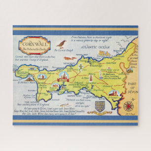 Puzzle Mapa ilustrado 16x20 de Cornwall Inglaterra