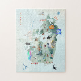 Puzzle Mapa ilustrado de acuarela de arte de Canadá